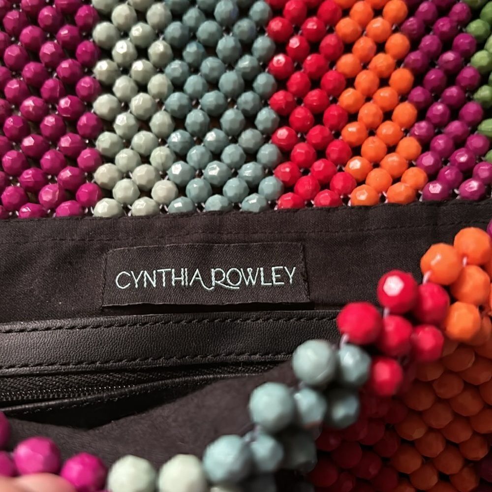 1970’s Cynthia Rowley Rainbow Stripe Beaded Multicolor Crossbody Ba.g - Picture 8 of 11